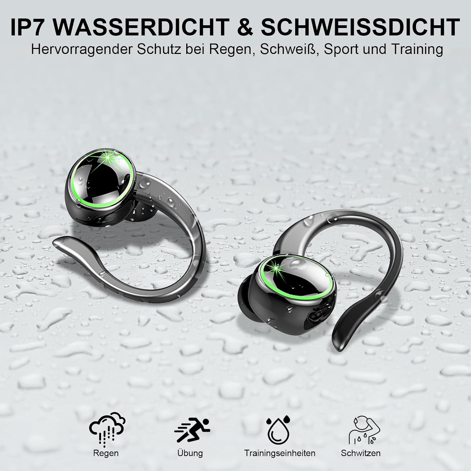 Bluetooth Kopfhörer, 2026 Kopfhörer Kabellos Bluetooth 5.4 Sport tiefer Bass, 56 std Spielzeit In Ear Kopfhörer mit 4 ENC Noise Cancelling Mic, IP7 Wasserdicht Ohrhörer LED-Anzeige für Arbeit, Studium