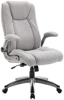 COLAMY Silla de oficina ergonómica, silla ejecutiva con respaldo alto, silla ergonómica giratoria 360° para oficina, silla de escritorio, silla de cuero con cierre de inclinación ajustable, color gris