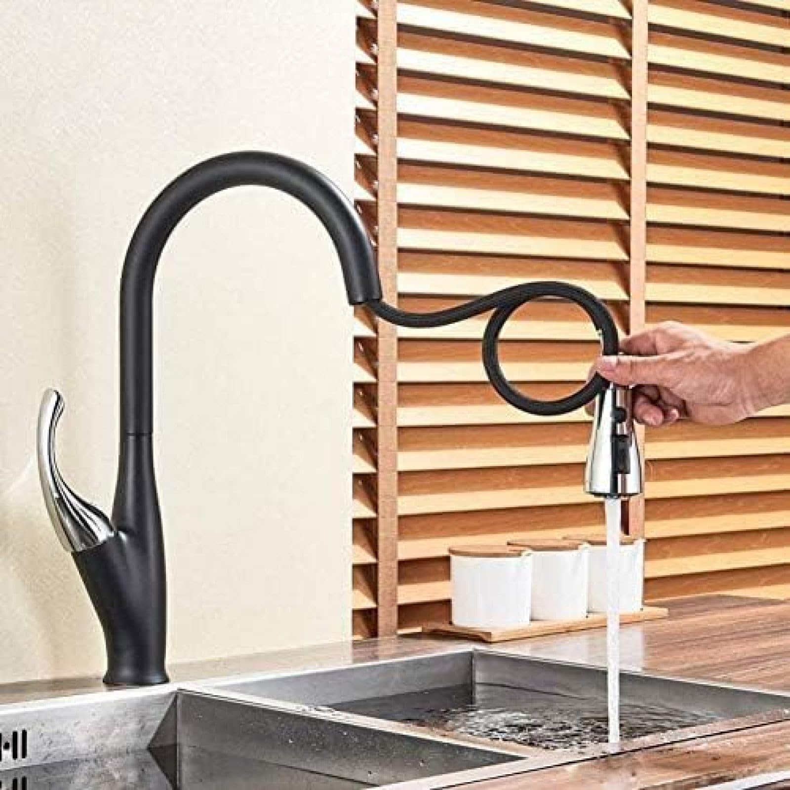 Kitchen Taps Faucet for The with A Handle Spray Shower Dashboard Mounted Pull-Out Tap Cold Pulling Out