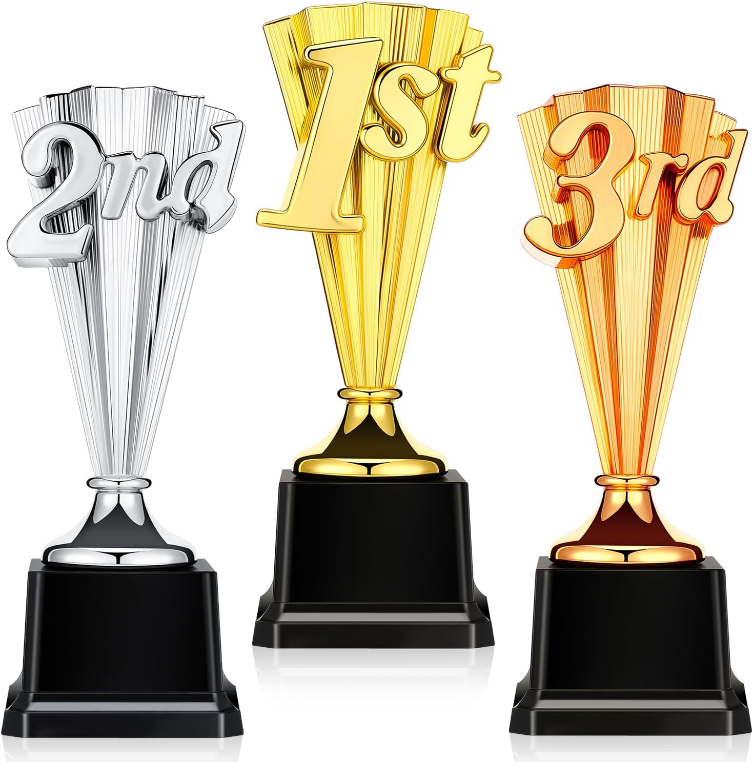 Kenning 3 Pcs 1st 2nd 3rd Place Trophy Award 3D Plastic Gold Silver Bronze Trophy Set Sports Tournament Funny Prize Cup for Football Basketball Baseball Competitions Reward