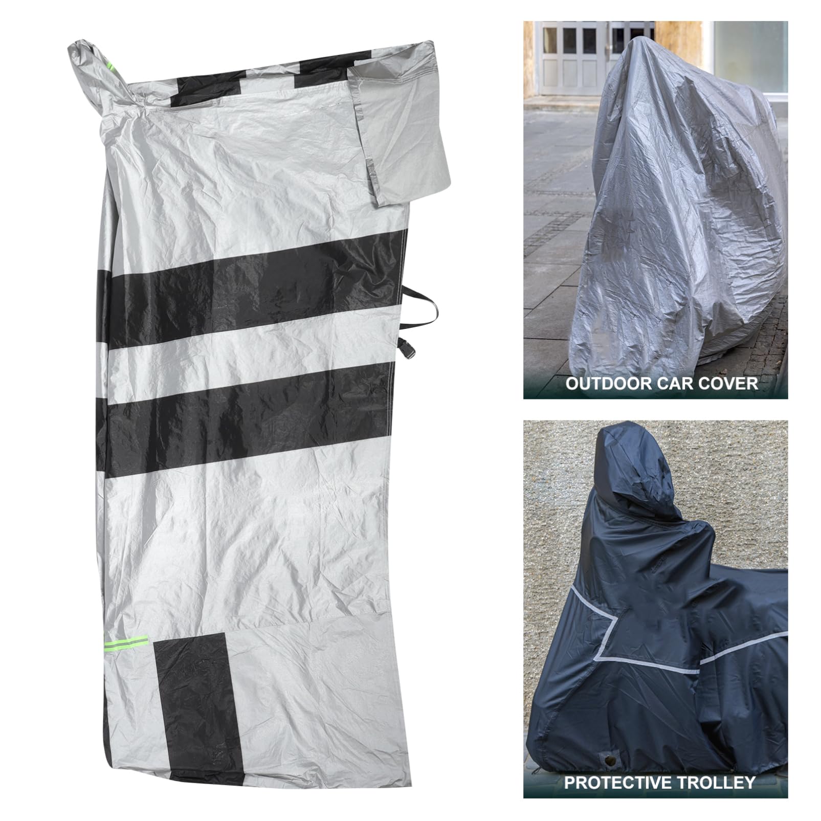 GLEAVI Housse de Protection Portable, Coton Floconné Noir et Argenté pour Trottinette Électrique et Vélo pour Extérieur
