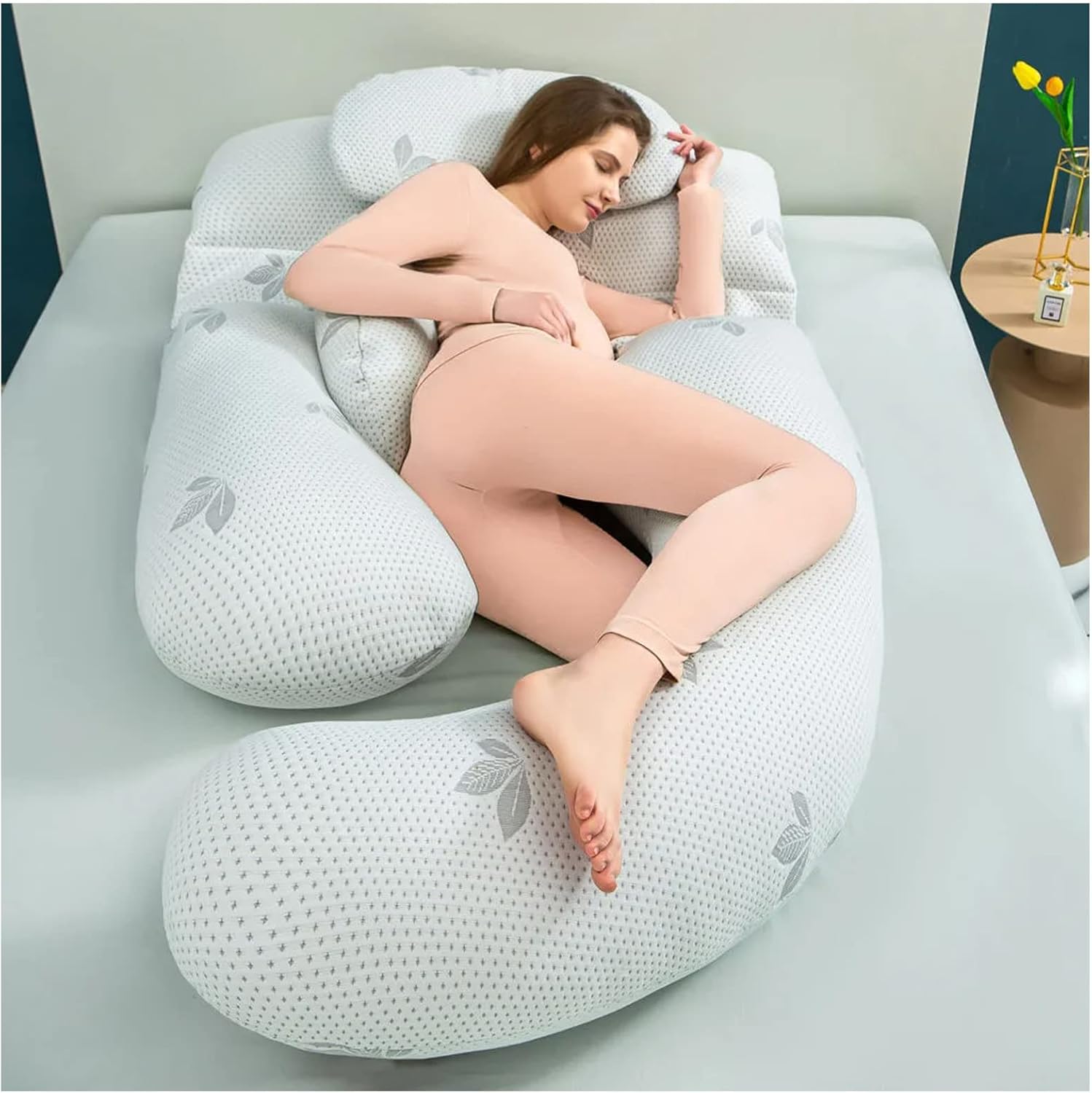 71-Inch Maternity Pillow Side Sleeping Support for Waist and Abdomen Pregnancy Body Pillow Relieves Fatigue and Pain