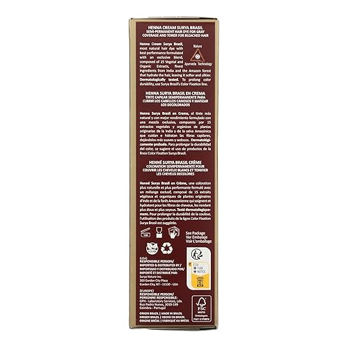 Miniatura 3 de Surya Brasil Tratamiento de color marrón claro con crema de henna natural para cobertura de canas, acondicionador profundo, tinte semipermanente