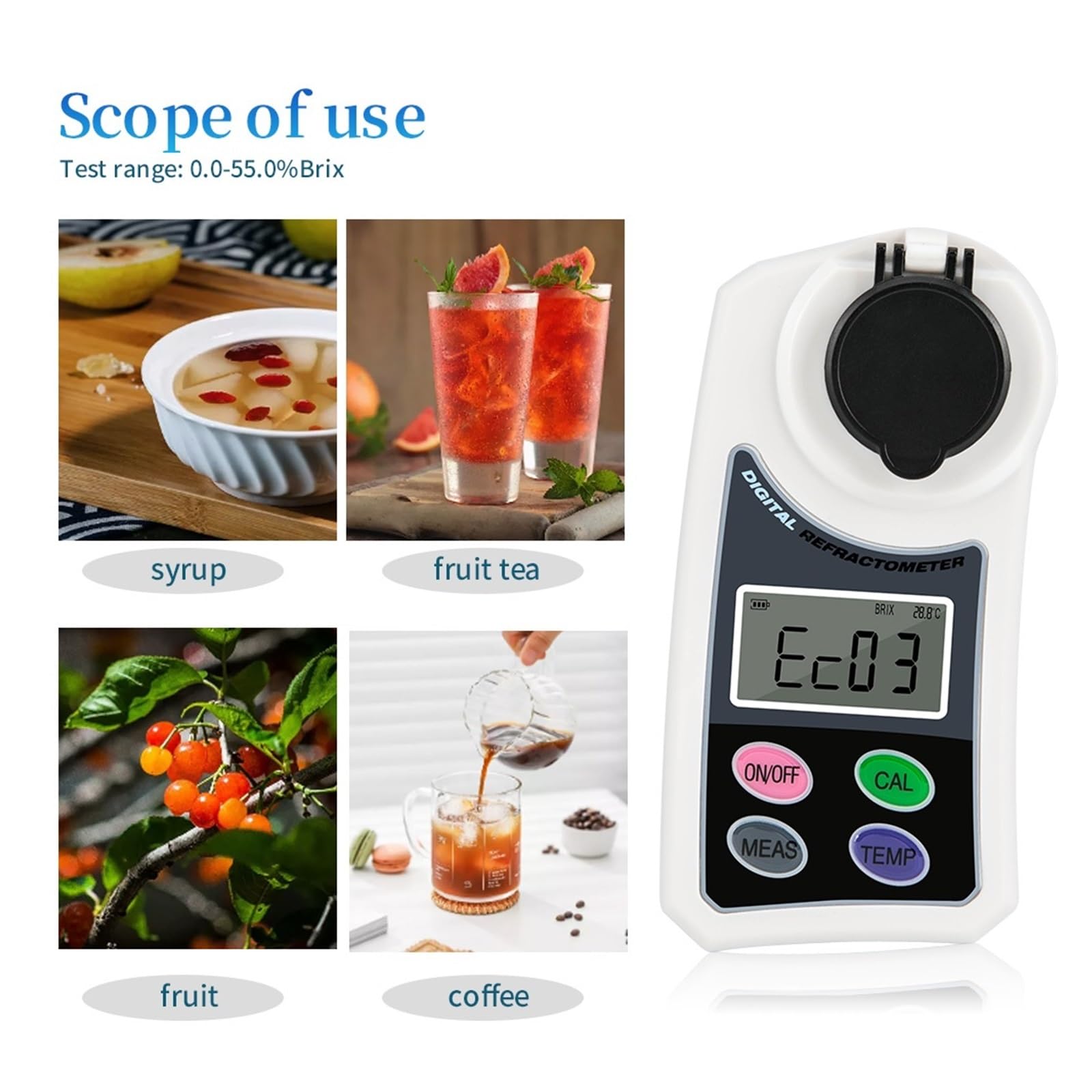 Equipo De Optometría Refractómetro Automático Miel Digital 0-55% Portátil For Azúcar Café Jugo Uvas Fruta Alta Precisión MedicióN De PrecisióN