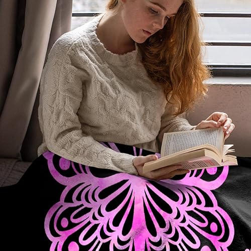Miniatura 6 de Manta de mariposa rosa ultra suave de franela polar para sofá, regalos de mariposas para mujeres y niñas, 80 x 60 pulgadas
