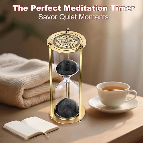 Miniatura 7 de Reloj de arena con temporizador de arena de 15 minutos, reloj de arena negra de latón vintage, reloj de arena pequeño de metal de 15 minutos, reloj