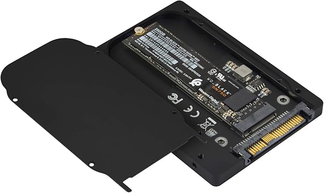 A ADWITS Unidade SSD U.2 NVMe 32 Gbps, M.2 Key-M (PCIe 4.0/3.0) para U.2 (SFF-8639) Conversor SSD de 2,5 polegadas 7 mm, compatível com SSD AHCI, capa CNC de alumínio completo - preto
