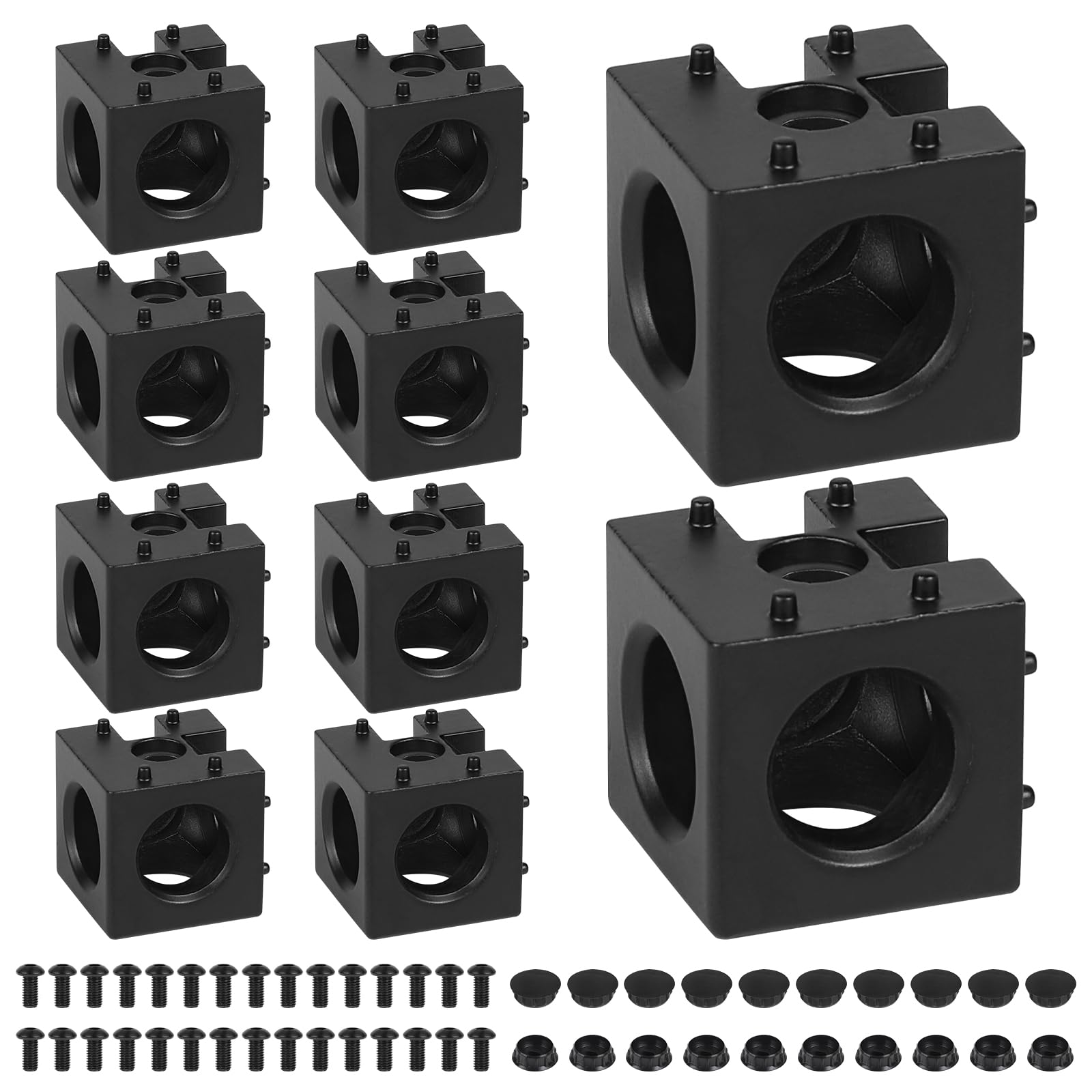 DBREAKS 10 pezzi 30x30 connettori angolari 3-Way Corner Cube, Profilo in alluminio 30x30 Accessori con viti e dadi, supporto angolare 3D per profilo estruso, nero