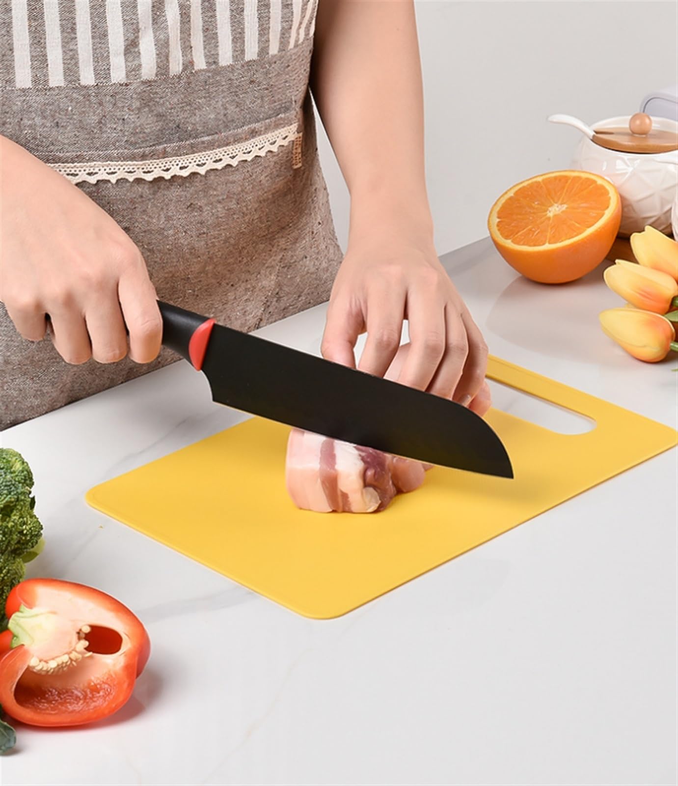 Küche Schneidebretter Kunststoff-Schneidebrett Mit Griffen, Lebensmittelechtes PP-Material, BPA-frei, Spülmaschinenfest Schneidebrett (Color : D, Size : 1pc)