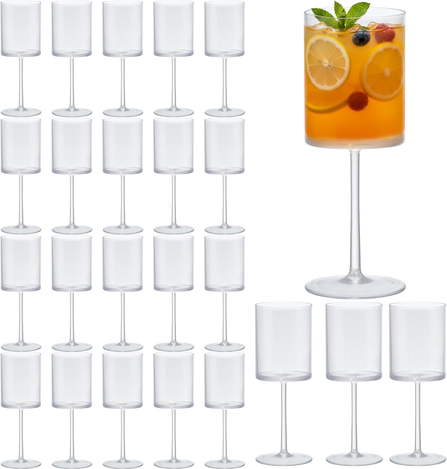 JLYLOL 24 Pcs Black Plastic Champagne Flutes 10 OZ Large Champagne Glasses Reusable Acrylic Wedding Toasting Glassware Water Goblets Stemmed Drinking Cups Wine Glasses For Wedding Christmas