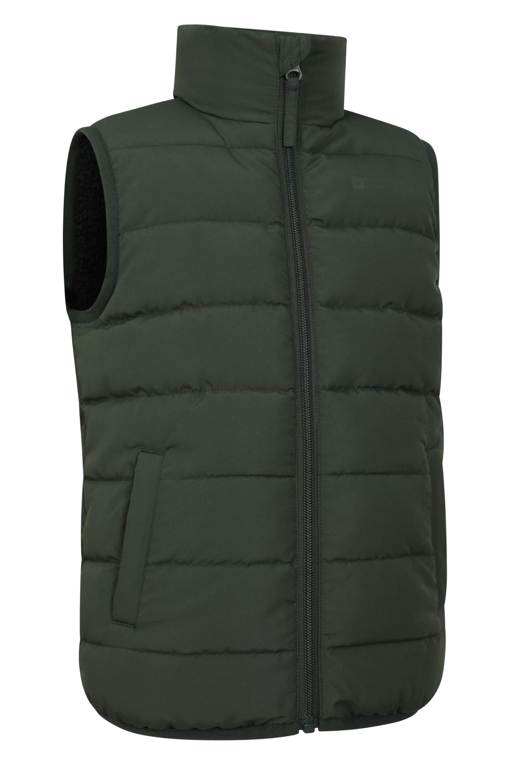 Mountain Warehouse Khaki Rocko Kids Borg Lined Padded Gilet Kids Size 7-8 Years