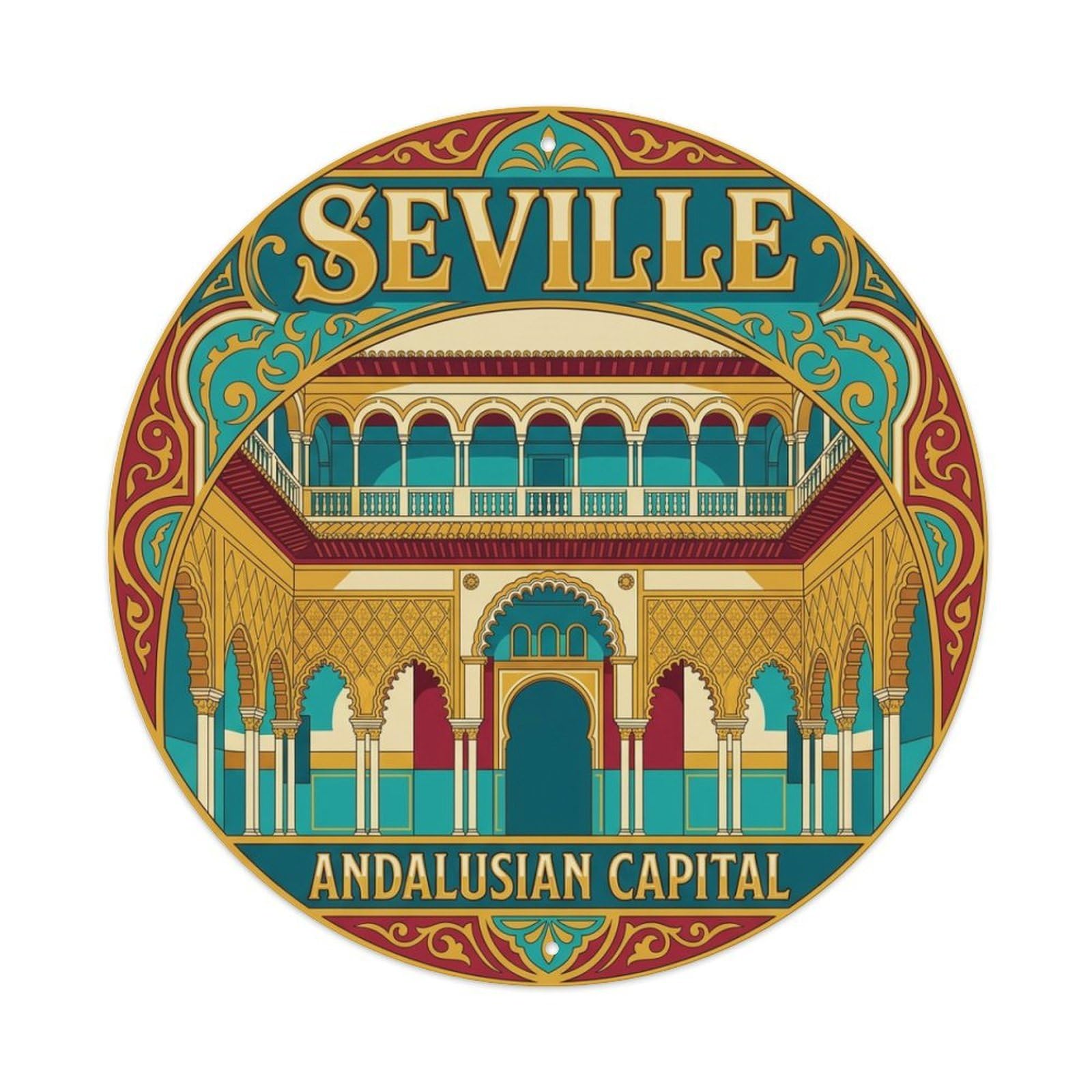 Metal Tin Sign Vintage Travel Seville Spain