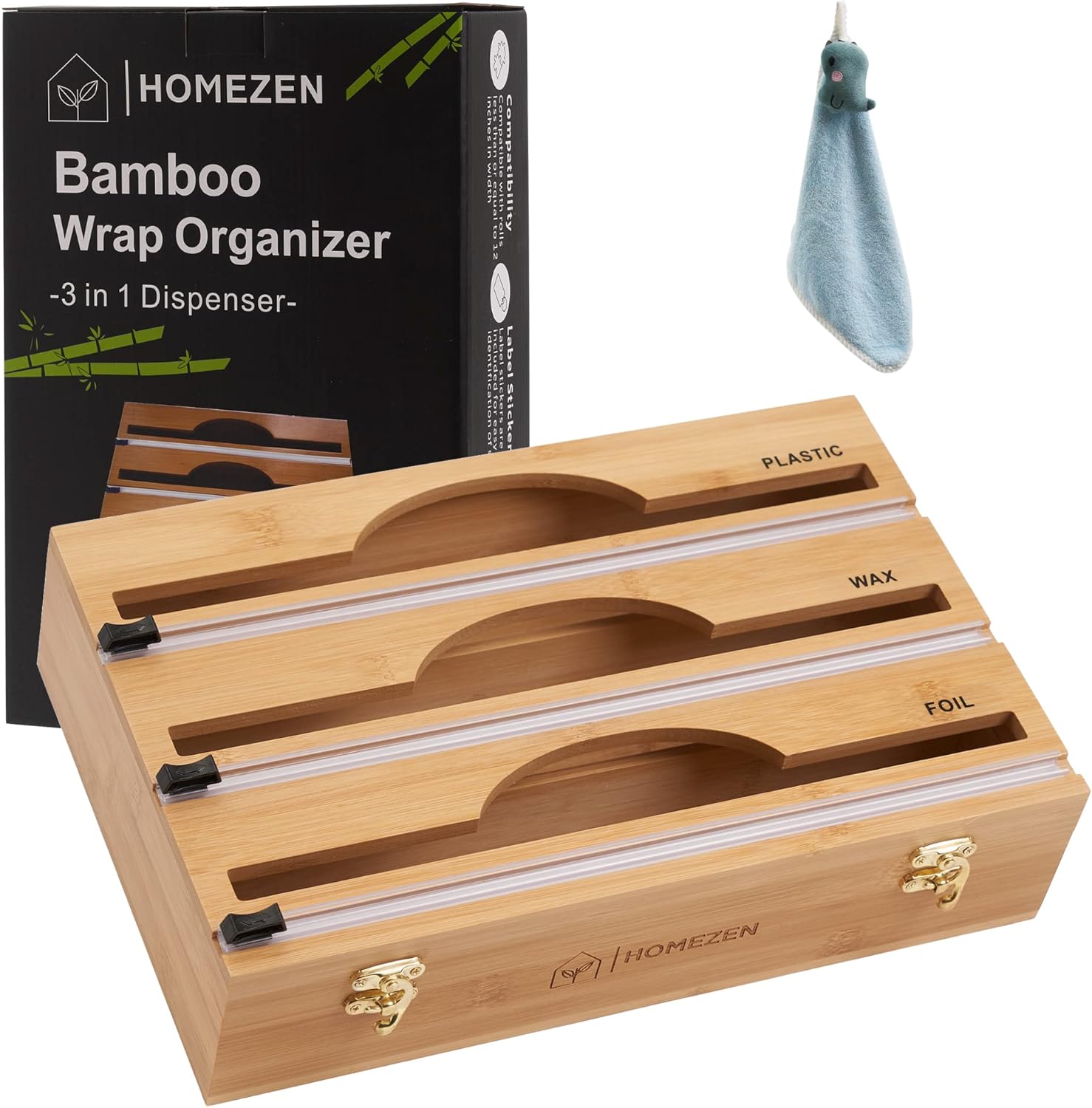 HomeZen Foil and Plastic Wrap Dispenser With Cutter, Premium Bamboo 3