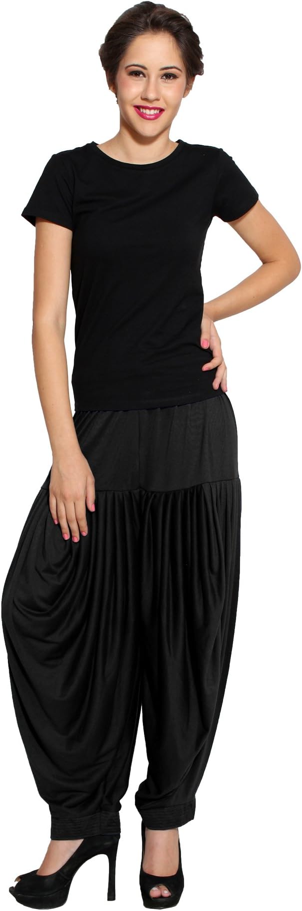 pietraWomen Modern Lycra Patiala Salwar Pant (L) Black