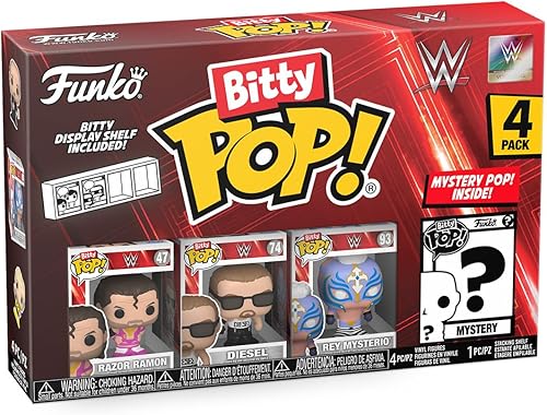Vista 7 de Funko Bitty Pop! WWE Mini juguetes coleccionables paquete de 4 Razor Ramon, Diesel, Rey Mysterio y Mystery Chase figura (los estilos pueden variar)
