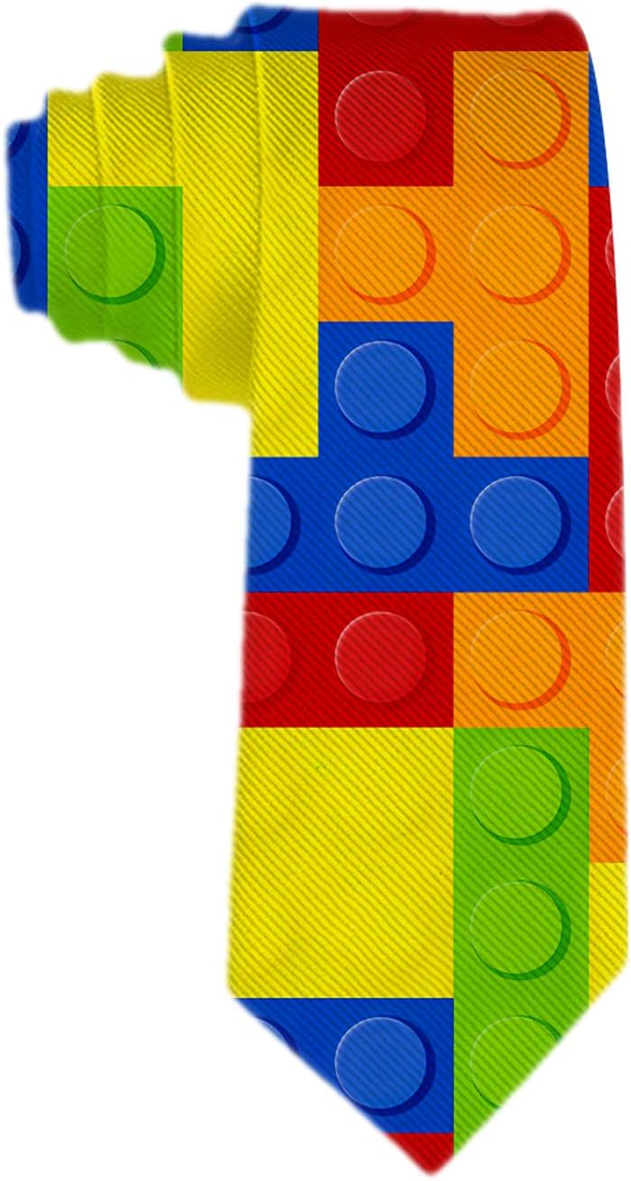 - Handmade Ties for Men:Skinny Woven Slim Tie Mens Ties-Thik Necktie Colorful Building Blocks Brick Neckties for Every Outfit