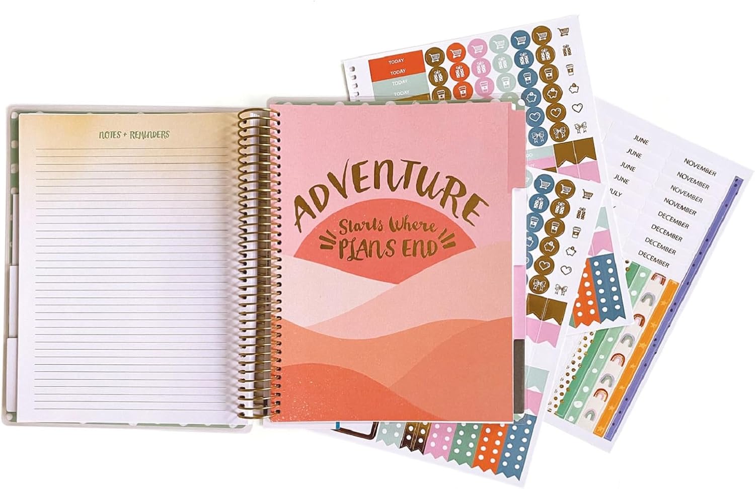 Paper House Productions Mandy Ford 12 Month Undated 9.5" Planner with Month and Event Flag Stickers - Rainbow Inspiration