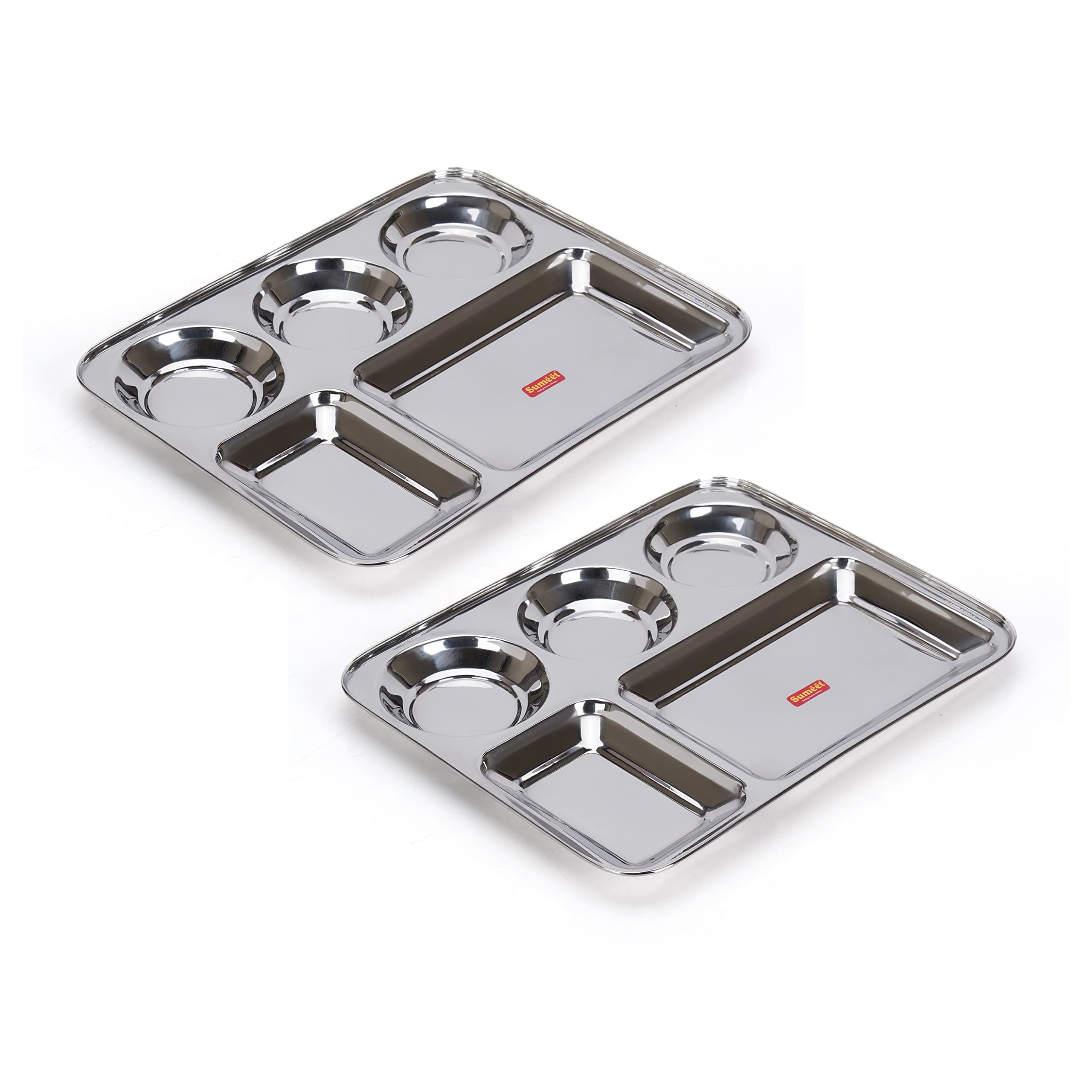 See full amazon price history chart for Sumeet Stainless Steel Rectangular 5 in 1 Compartment Lunch/Dinner Plate Set of 4Pcs, 37.4cm Dia, Silver Sumeet Stainless Steel Rectangular 5 in 1 Compartment Lunch/Dinner Plate Set of 4Pcs, 37.4cm Dia, Silver (B0BGQ7C268) Amazon Price History, Amazon Price Tracker