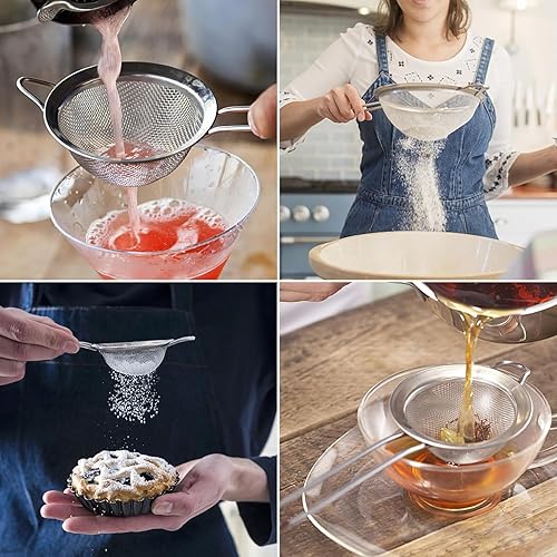 Miniatura 6 de Eleen Colador de acero inoxidable  Juego de 3 coladores de cocina disponibles (S, M, L)  Coladores perfectos para uso en cocina  Colador de malla