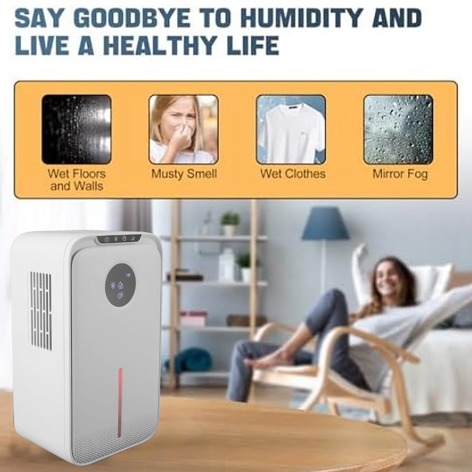 Cichy Osuszacz, 800 mkw. Ft Auto Shut Off Auto Drain 2,5L Osuszacz ze Zbiornikiem Wody do łazienki (Naroote1ue45p9f60-12)