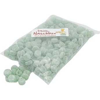 Deine Naschbox Sugar-Free Fruit Gum Eukamints 900 g Refill Bag Minimal Packaging 100% Recyclable - XL Pack - Eucalyptus Menthol Drops