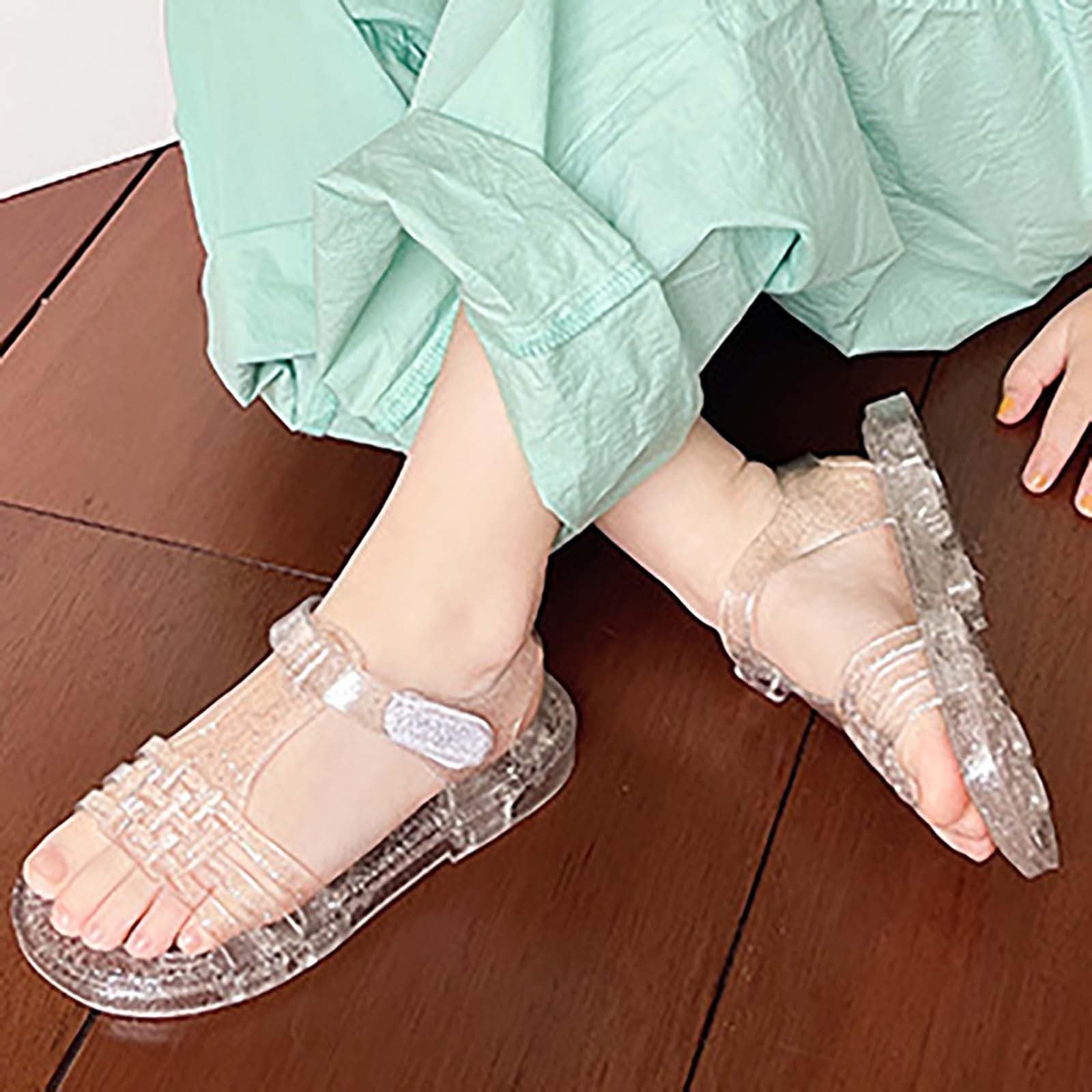 MMRTDJDR Generisch Mädchen-Gummisandalen, atmungsaktiv, offene Zehen, Strandschuhe, weiche Sohle, lässige Sommerschuhe für Kleinkinder