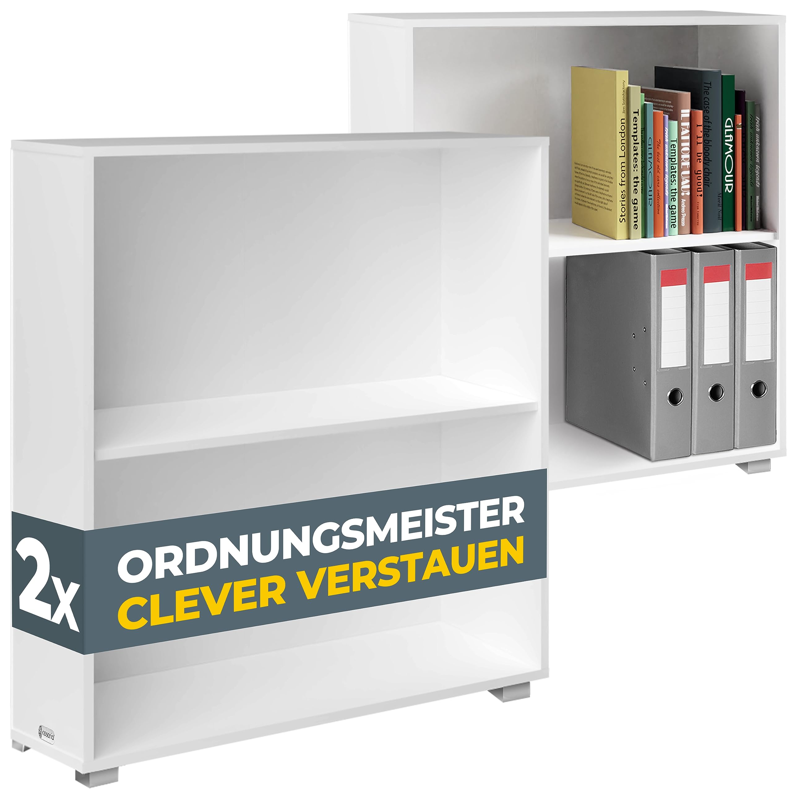 CASARIA® 2X Estanterías Vela 77x60x28cm Blanco Altura Regulable Estante Librería Biblioteca Mueble Organizador Oficina