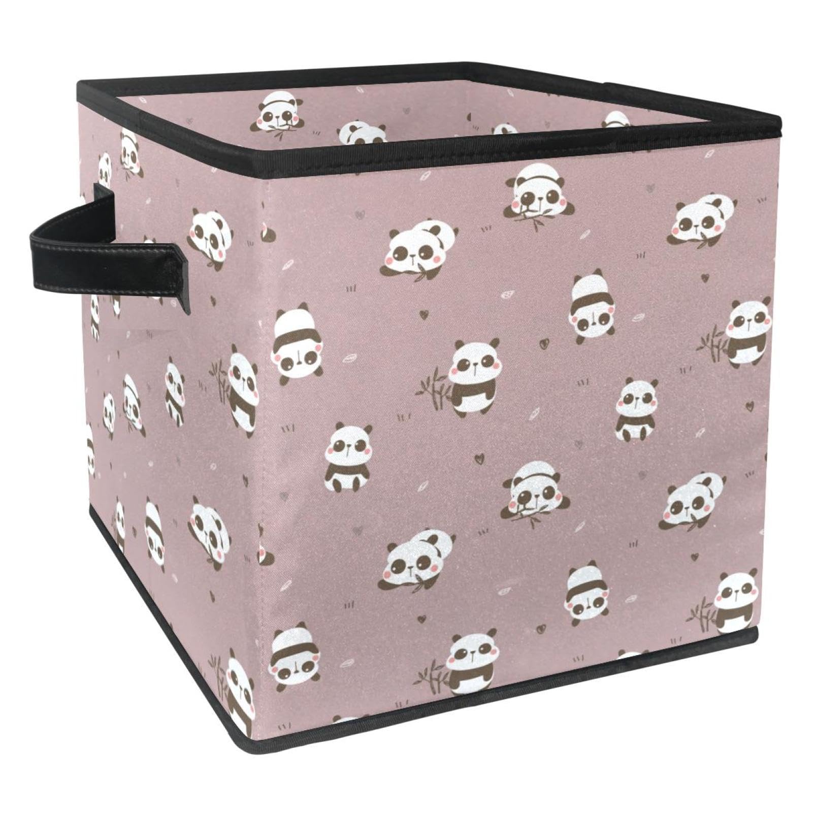 Boîte de rangement pliable pour jouets vêtements livres et placard design panda rose