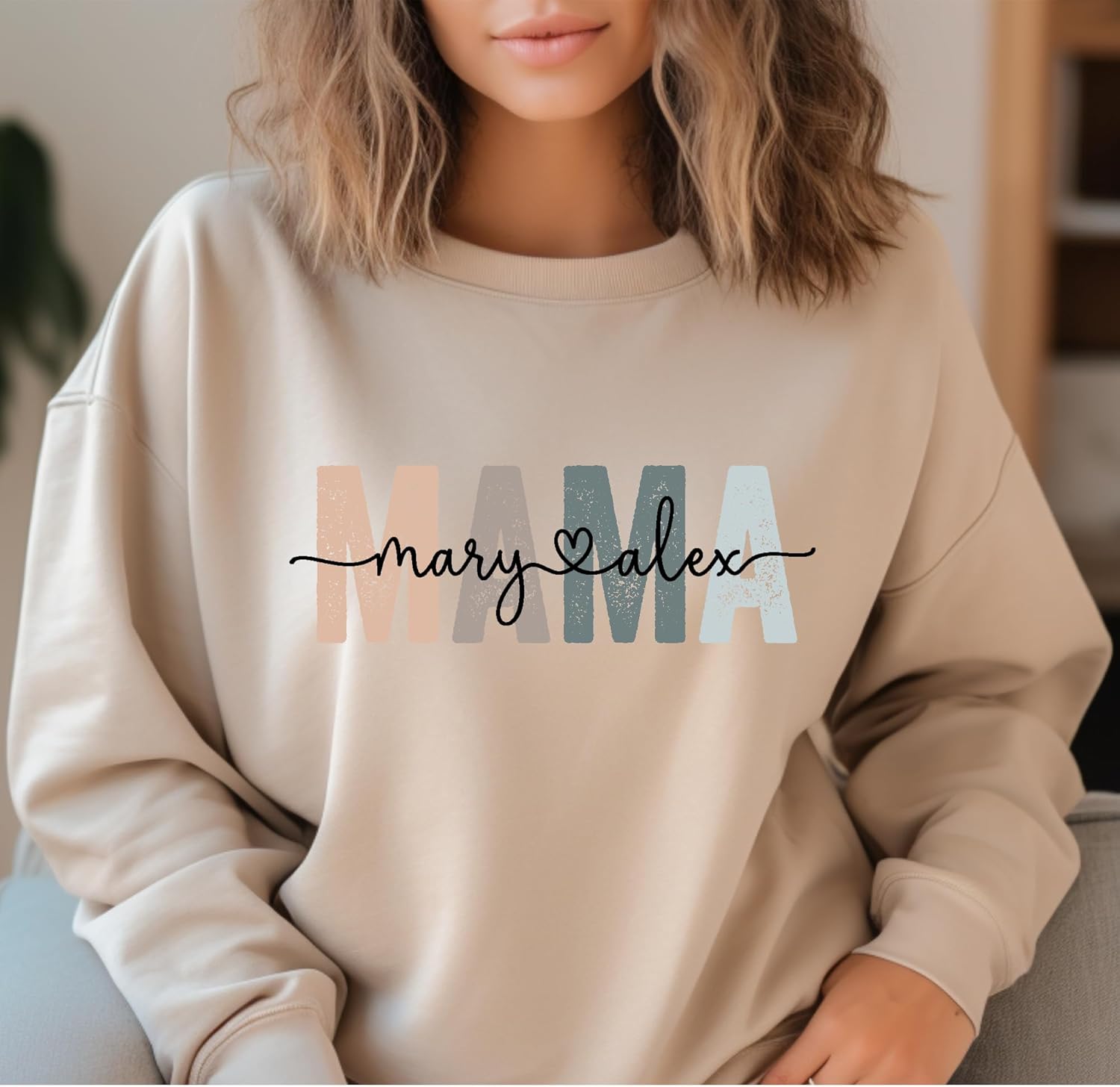 coreus Custom Mama Sweatshirt with Kids Names Personalized Mom Sweatshirt for Mothers Day Women Birthday - Image 3