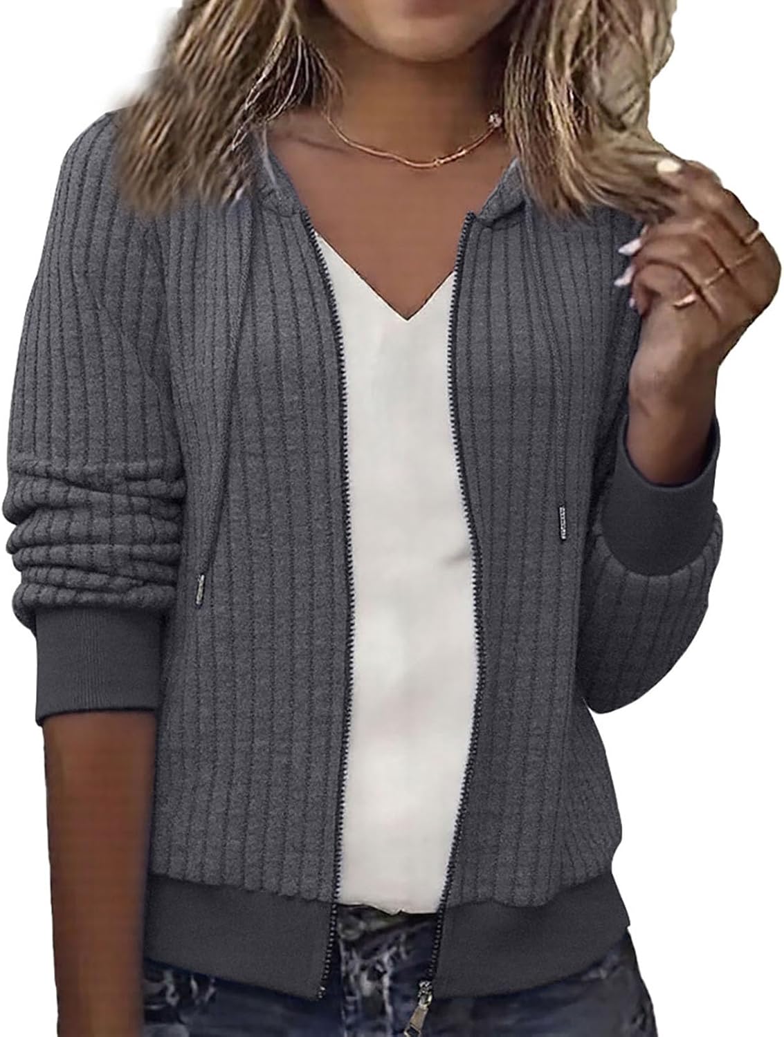 Yeenily Hoodie Women’s Sweatshirt Sweat Jacket Women’s Zip Up Long Sleeve Hoodie with Hood Pullover Casual Thin Jacket