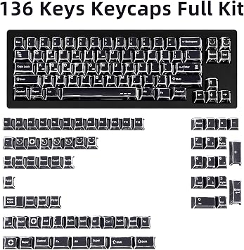 PBT Black Keycaps, Japanese Manga Theme Keyboard Keycaps