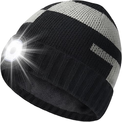 Gorro con luz para hombres, regalos Sombreros LED con linterna para la cabeza, rellenos de calcetines para hombres, mujeres, niños, papá,