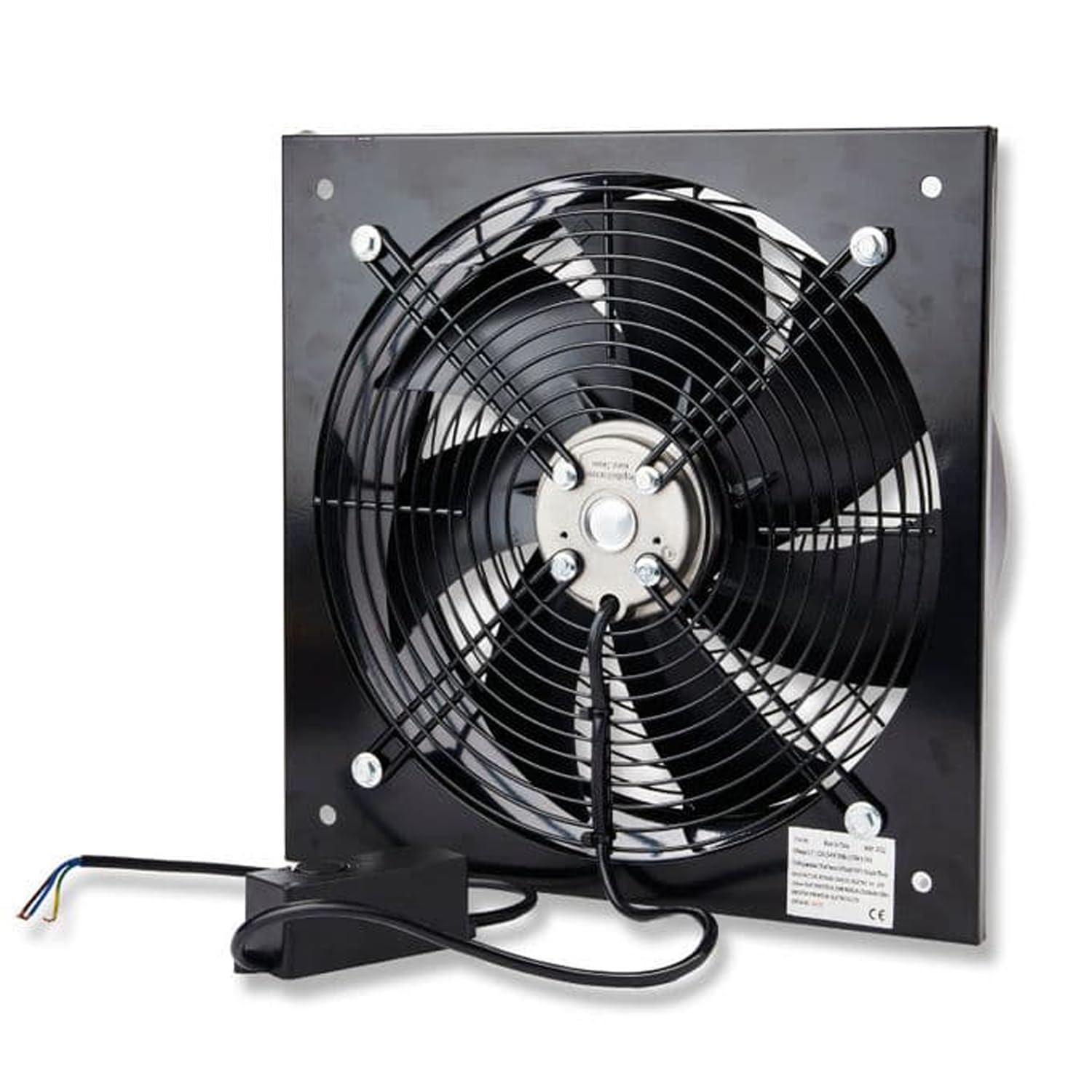 Commercial Extractor Industrial Ventilation Axial Exhaust Blower Flow Air Plate Fan Black Heavy Duty Metal With Speed Control Regulator (14" Inches 350mm With Speed Controller)