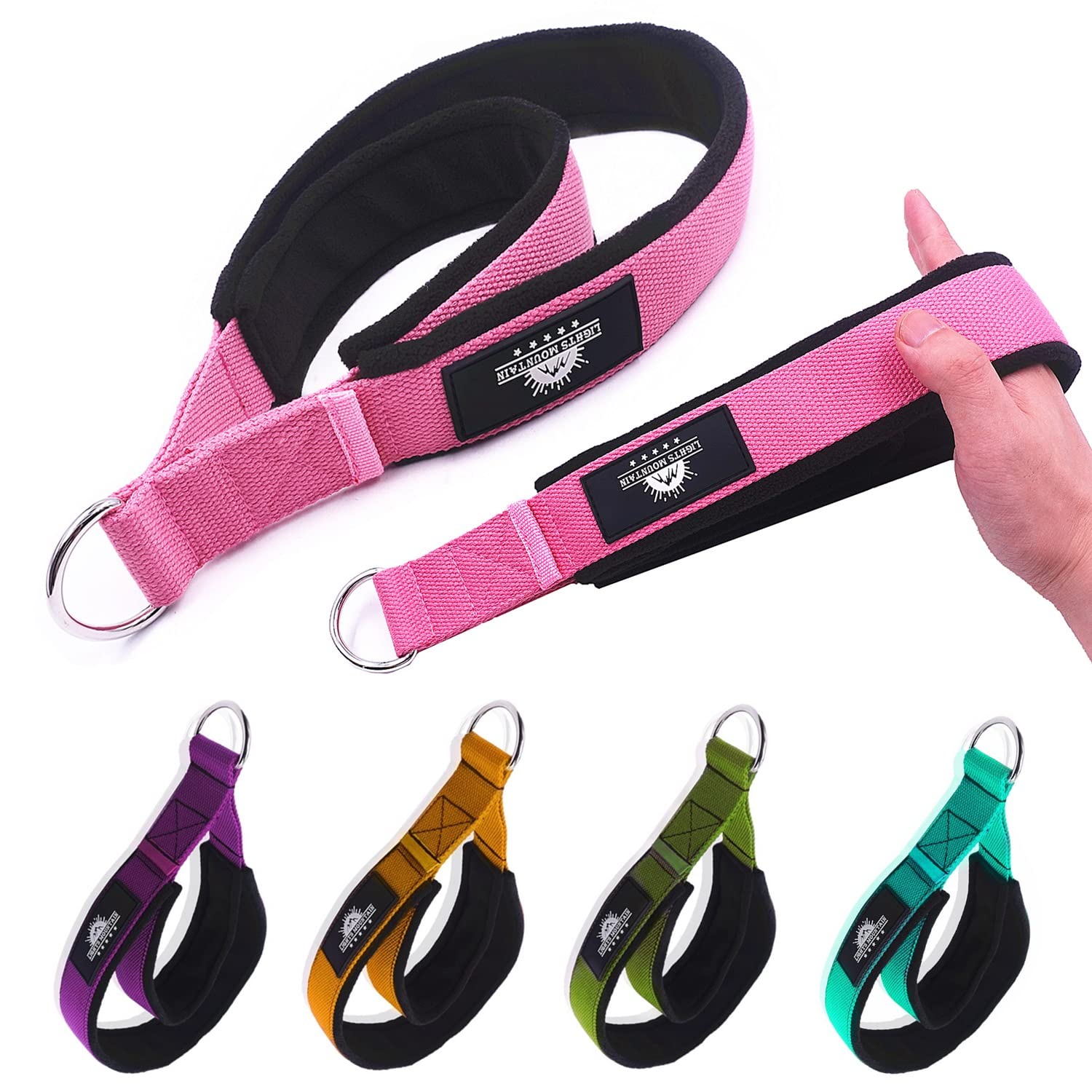 1 Pair Pilates Double Loop Straps for Reformer Fitness D-Ring Straps Handle, Yoga Exercise Accessories for Home Gym Workout