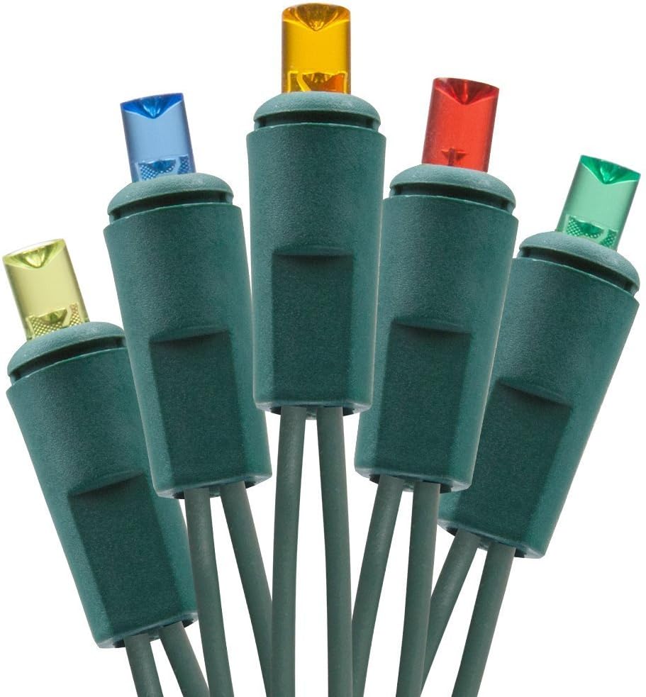 Holiday Essence 60 LED Mini Christmas Lights, Multi Color, Professional Grade for Indoor & Outdoor Use - Energy Efficient LED Bulbs - Green Wire - UL Certified