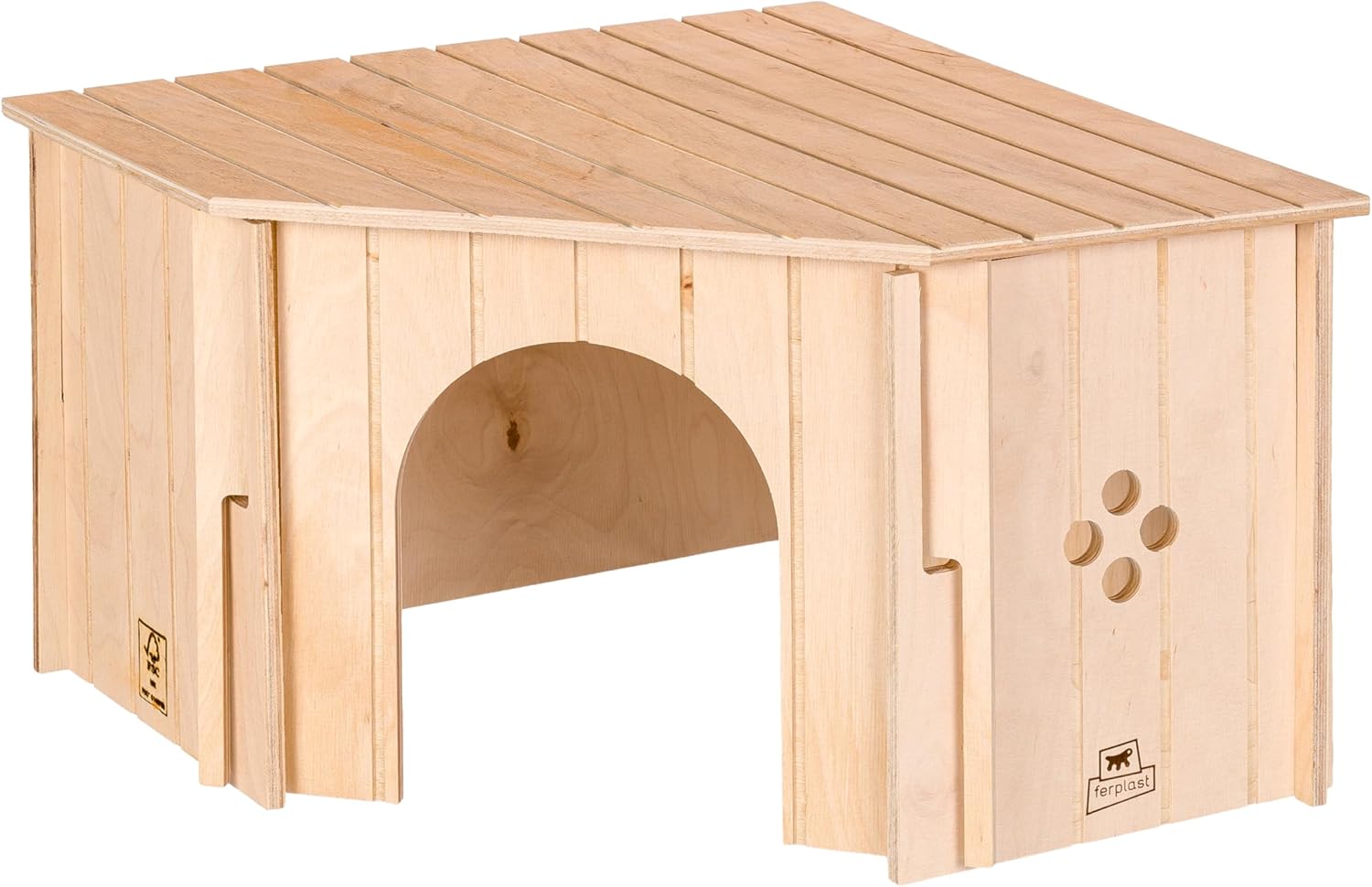 Corner Wooden House for Small Animals by Ferplast