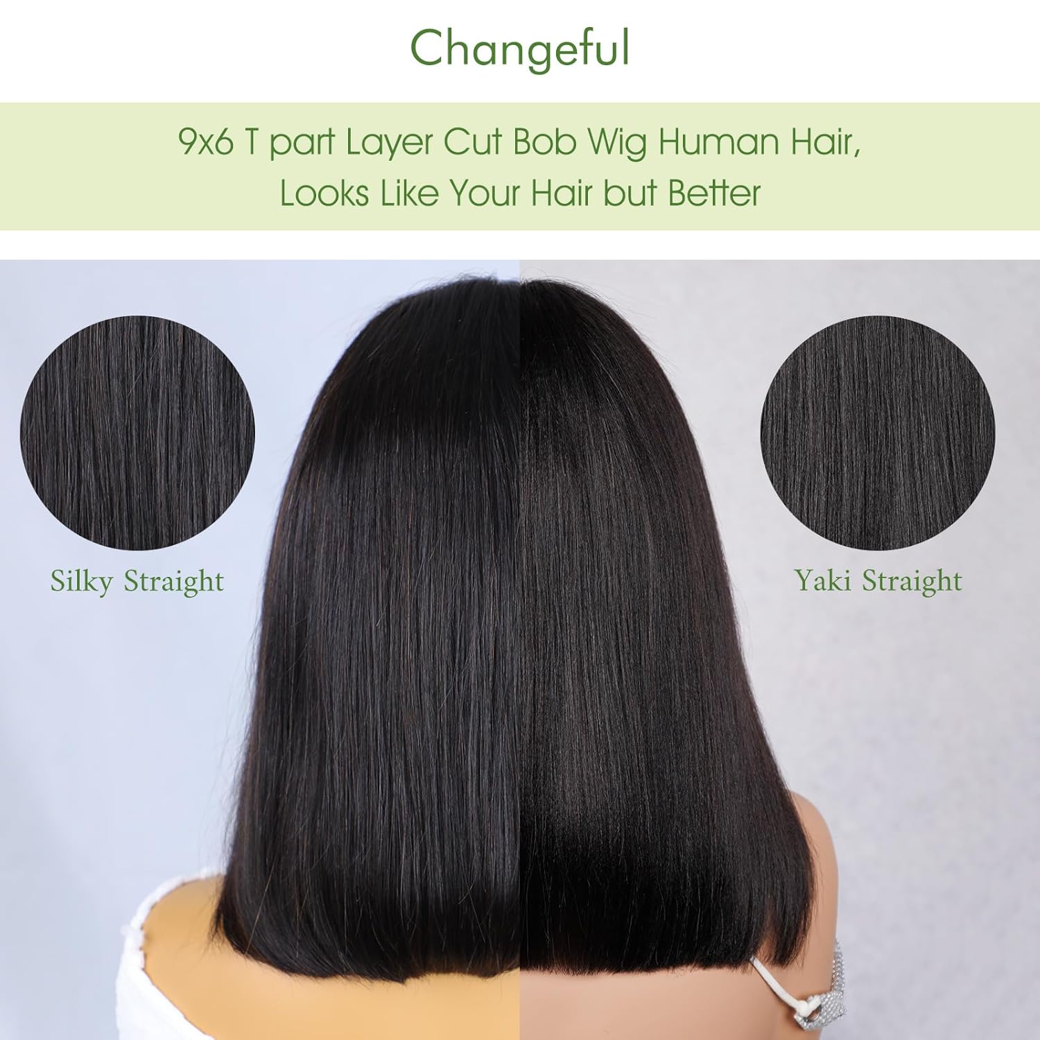 9x6 T part Yaki Straight Bob Wig Human Hair Pre Plucked Pre Cut Upgraded Fashionable Layer Cut Bob HD Lace Front Glueless Wigs Human Hair 180% Density Short Bob Wigs for Black Women 12 Inch