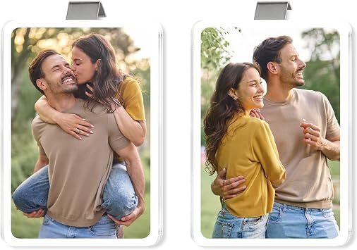 Set 2 Car Visor Photo Clip Car Gifts for Boyfriend, Husband, Valentines Day Gifts Sun Visor Clip Photo Frame Picture Holder, Drive Safe I Love You Magnet Acrylic Sunvisor for Couple, Men, Women