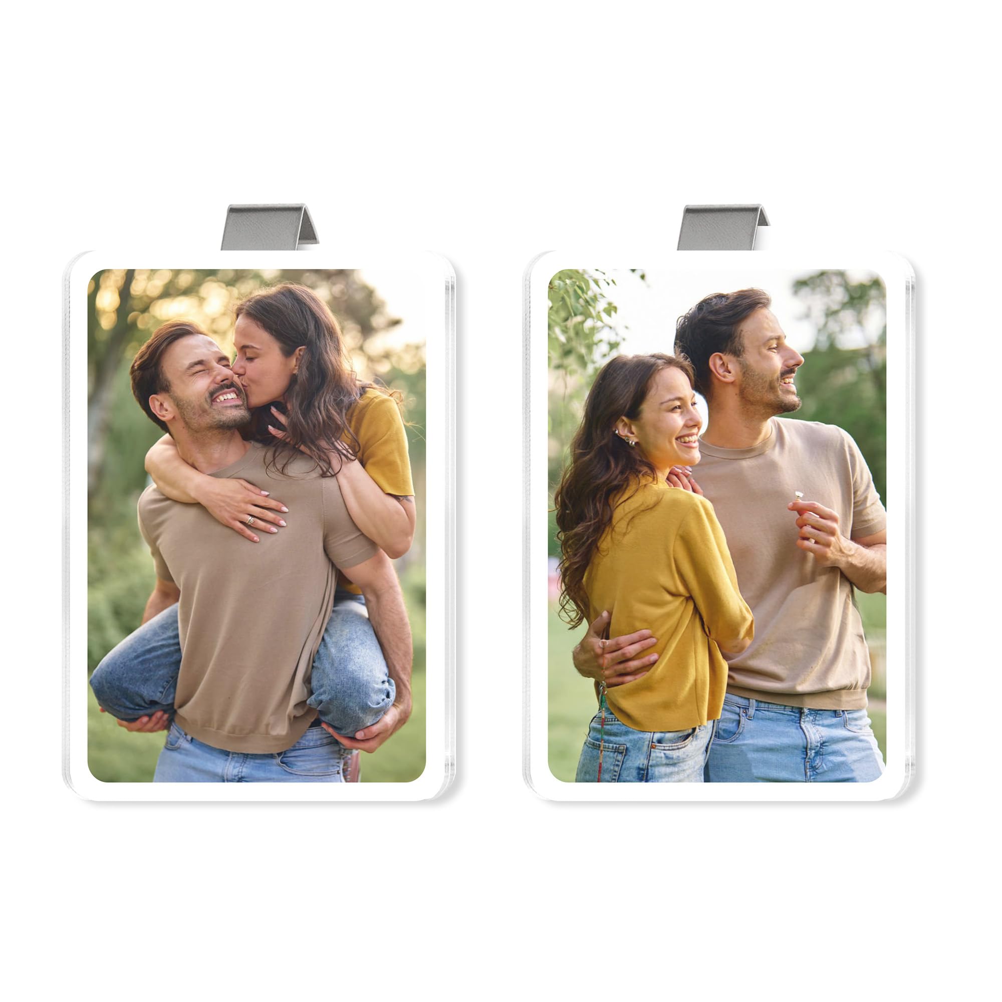 Acrylic Picture Holder For Car Set 2) Car Visor Photo Clip Car Gifts For Boyfriend, Husband, Sun Visor Clip Photo Frame Picture Holder, Drive Safe I Love You Magnet Acrylic Sunvisor For