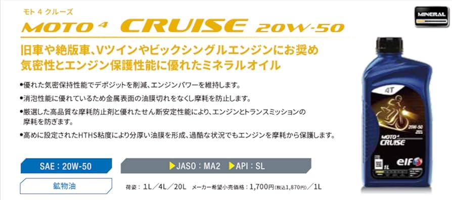 その他 K.M 213952 モト 4 クルーズ 1本(1L) elf MOTO 【通販モノタロウ】