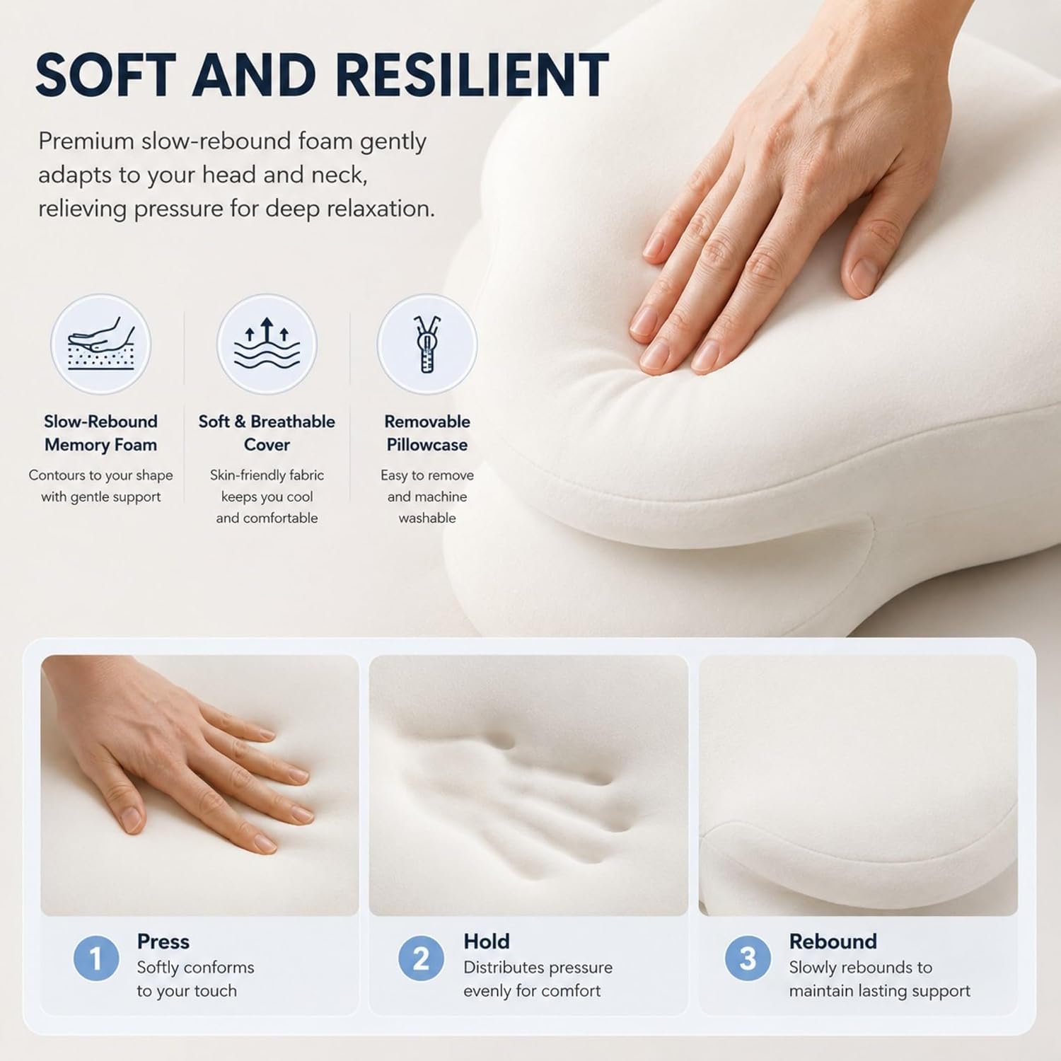 Cloud Neck Pillow, Memory Foam Contour Pillow for Sleep