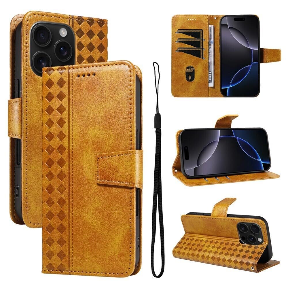 Generic Étui compatible avec iPhone SE 2020/SE 2022 (couleur : jaune), portefeuille en cuir à motif peint, étui à rabat magnétique, fentes pour cartes élégantes