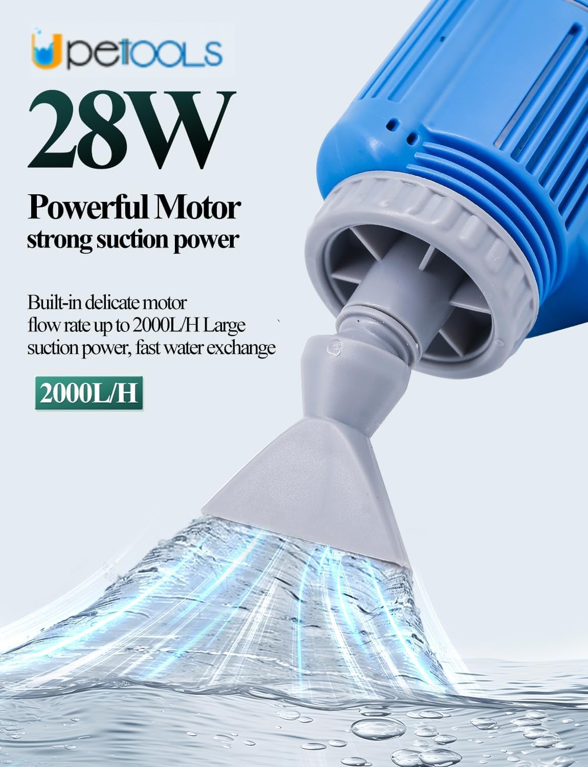 Upettools Bomba de agua multifuncional, extraíble, 110 V, cambiador de agua eléctrico manual + arandela de arena + limpiador de acuario + filtro para estanque de acuario (28 W)