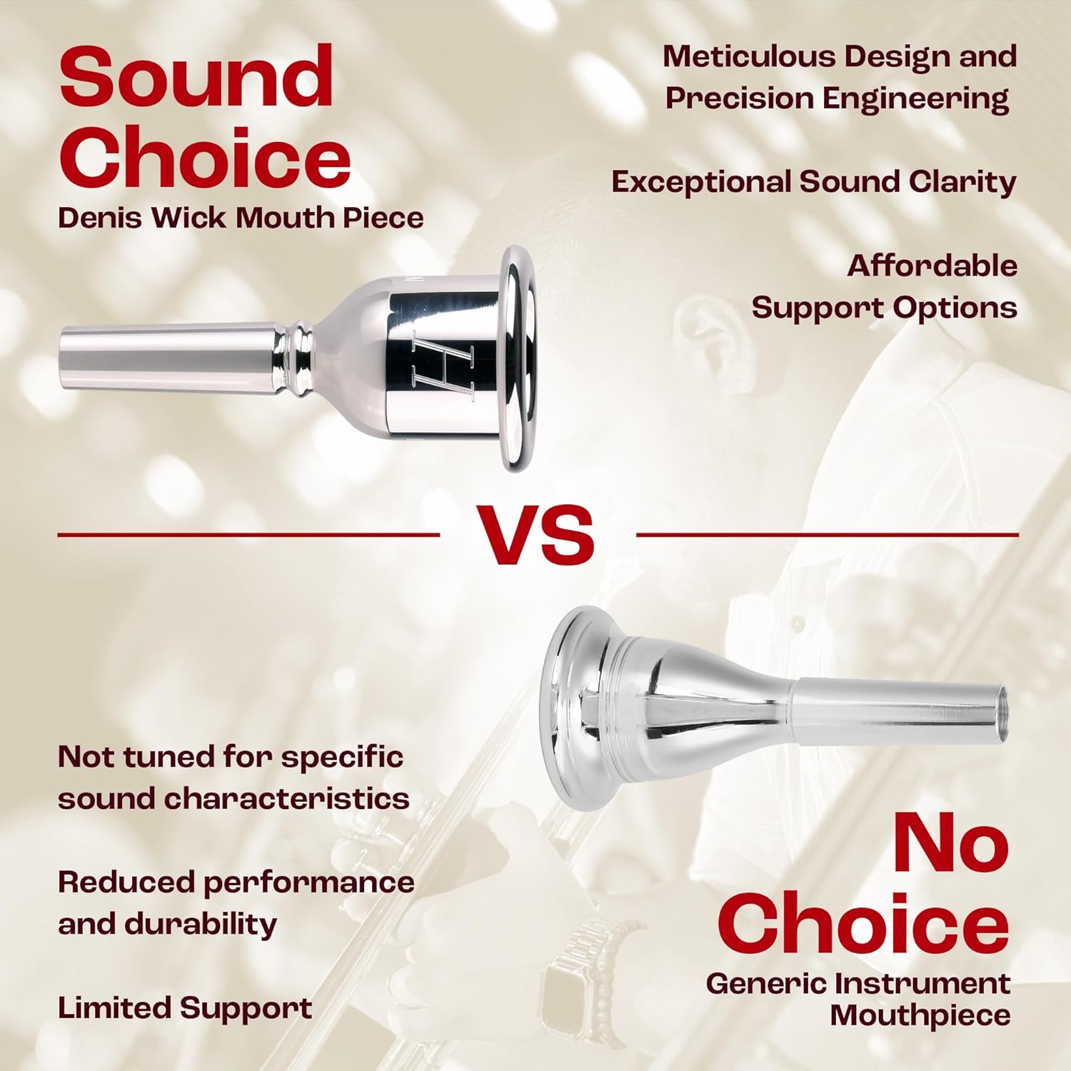 Denis Wick Heritage Tuba Mouthpiece Silver Plated, 2186-2.5CC - V-Type Backbore for Balanced Airflow and Tone - Large Shank Fitting Tuba Accessories for Effortless Articulation 32.3 x 7 x 8.6mm