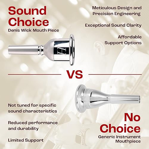 Miniatura 16 de Denis Wick Heritage - Boquilla de tuba plateada 2186-4L, paredes delgadas y masa equilibrada para un tono enfocado y fácil articulación, vástago