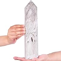 Vista 58 de AMOYSTONE Torre de obelisco de cristal curativo grande, varita de punta de cuarzo rosa, decoración de cristal, regalos de Reiki para Bignners