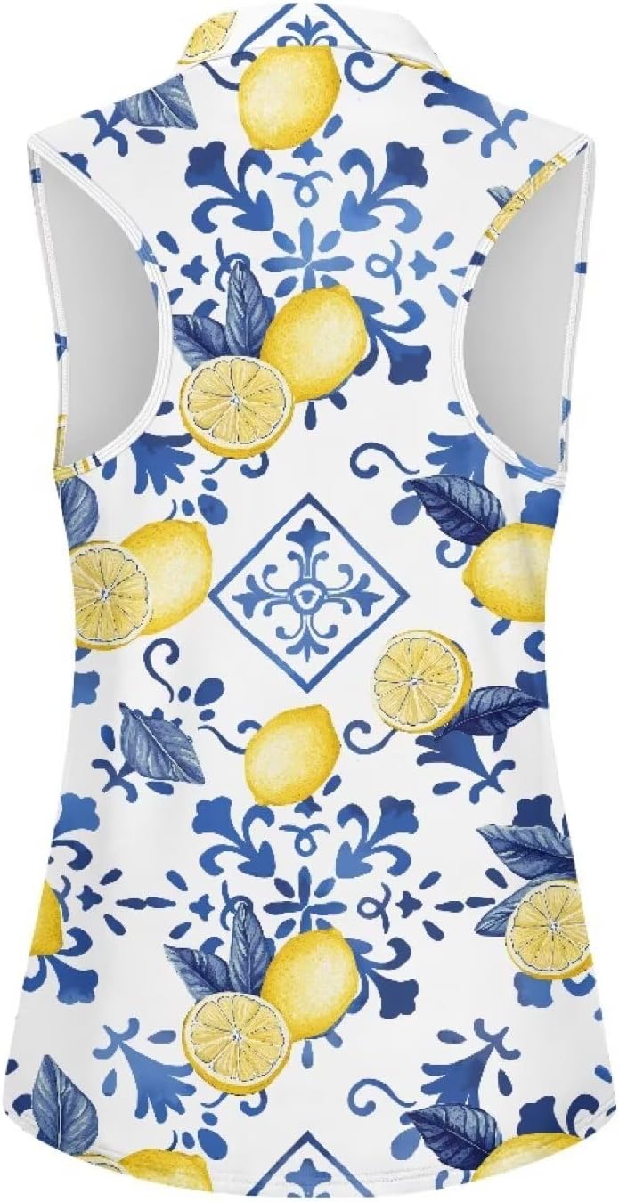 Women's Golf Shirts Sleeveless with Collar Moisture Wicking Tennis Tank Tops Ladies Athletic Shirt Golf Activewear