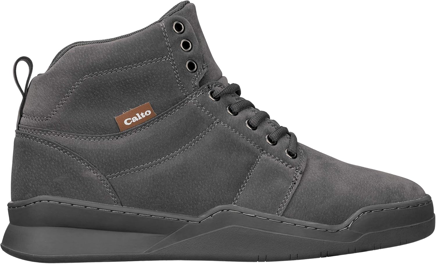CALTO Men's Invisible Height Increasing Elevator Shoes - Grey Athletic Ankle Top Sneaker Boots - 2.6 Inches Taller - H3122- Size 12 D(M) US