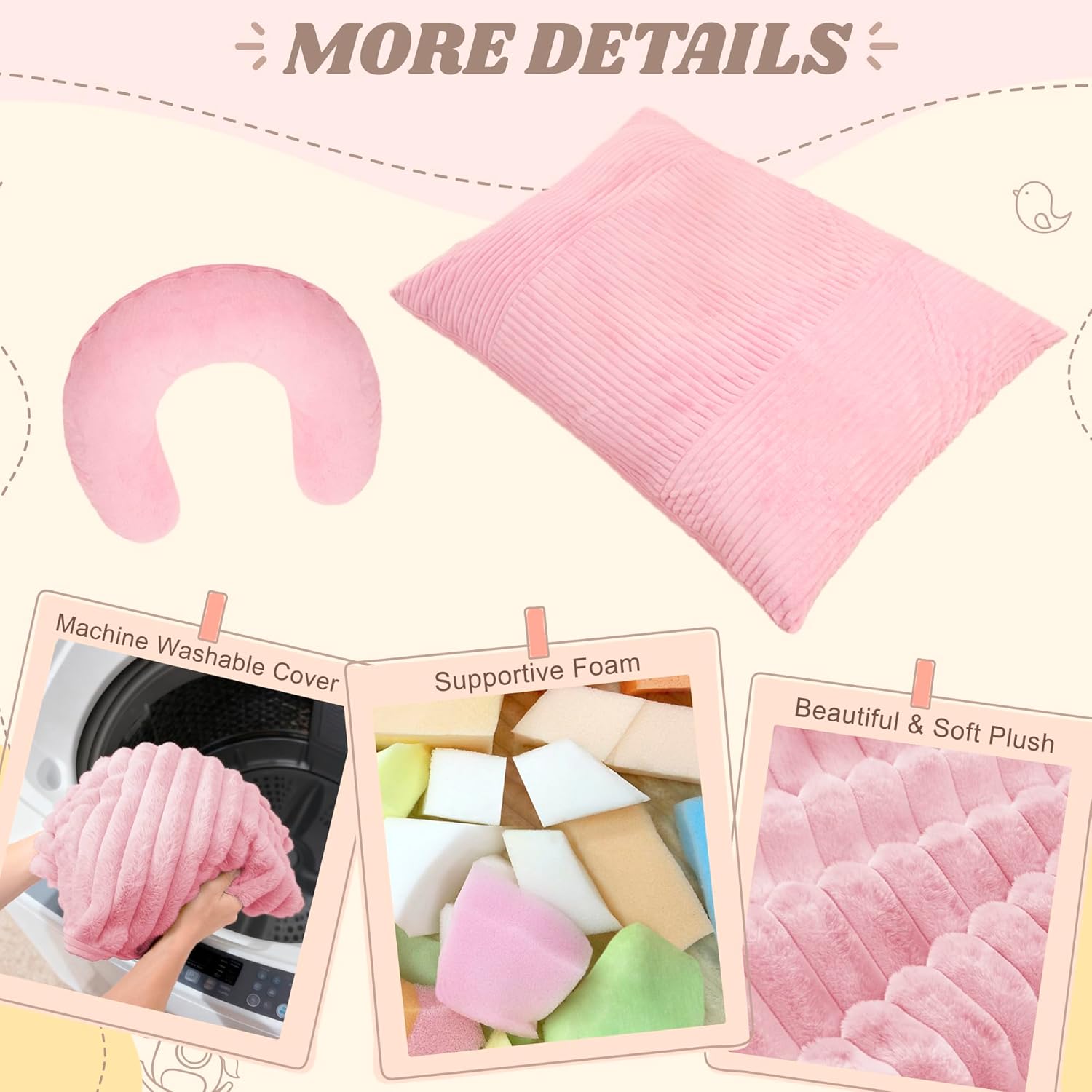 Homguava Giant Bean Bag Chair for Adults with Pillow, 4 in 1 Convertible Floor Cushion for Adluts, Memory Foamed Bean Bag Lounger with Washable Cover for Living Room, Bedroom - Image 8