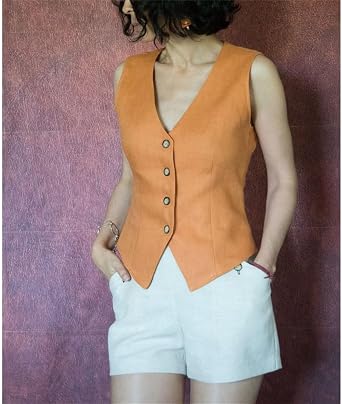Women's Suit Vest V Neck 4 Button Sleeveless Jacket Fashion Summer Waistcoat Lady Fashion Vests